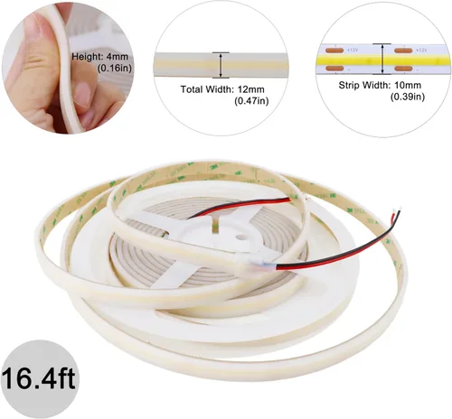 Vista 5 de COB - Tira de luces LED blancas, 6000K 528LEDs/M 90Ra+ DC12V Tubo de silicona Tiras de luces LED, tiras de luces LED, impermeables, IP67 Lineal COB