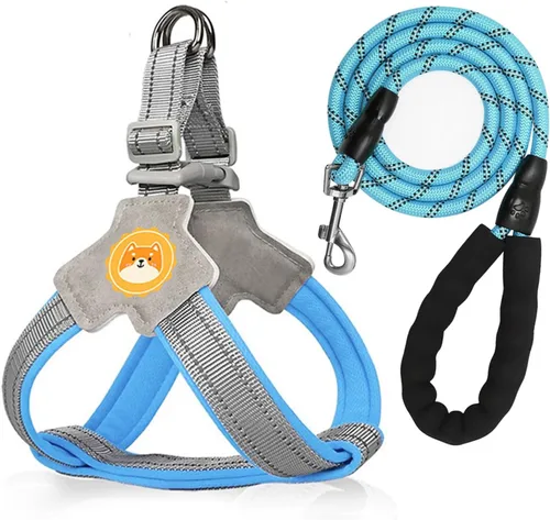 Vista 8 de Arnés para perro sin tirones con acolchado de malla transpirable, tiras reflectantes, diseño a prueba de escapes, ajuste rápido para entrenar