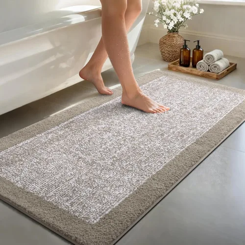 Vista 57 de Alfombras de baño de 17 x 24 pulgadas, antideslizantes, lavables, color gris, para bañera, tapete de baño para baño, tapete suave y absorbente