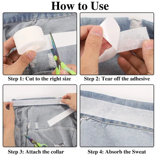 Vista 5 de 2 rollos de protectores de cuello desechables, almohadillas autoadhesivas para el cuello, protector de cuello cómodo, cintas para el cuello