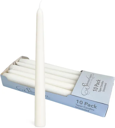 Vista 11 de Stonebriar Unscented Taper Candles — 7 Hour Burn Time, Candle Stick Candles for Weddings, Holidays, Home Décor & Special Events, Pack of 4, Ivory