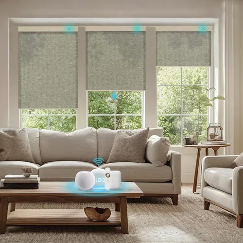 Vista 11 de Persianas motorizadas con control remoto, persianas enrollables opacas completas, funcionan con Homekit Alexa y Google Assistant, persianas solares