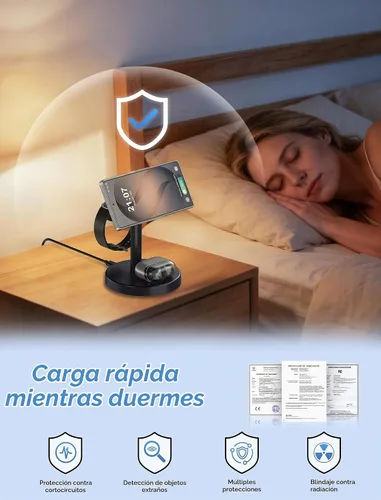 Vista 7 de Aeinidi Cargador inalámbrico magnético fuerte súper rápido para Samsung Negro