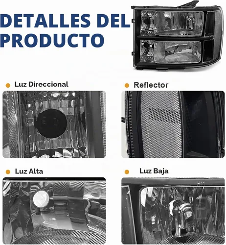 Vista 5 de AS Conjunto de faros delanteros compatible con 2007 2008 2009 2010 2011 2012 2013 2014 Sierra/07-13 GMC Sierra 1500/07-14 GMC Sierra 1500HD 2500HD