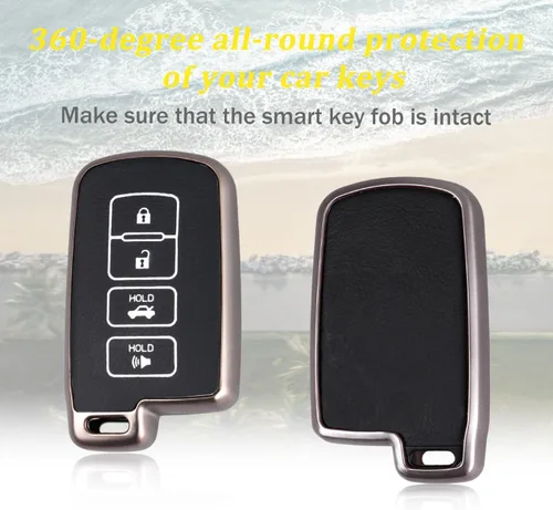Vista 3 de WJS Funda para llavero de automóvil, compatible con Toyota Avalon Camry Corolla RAV4 Highlander Sequoia 2011-2019 (negro)