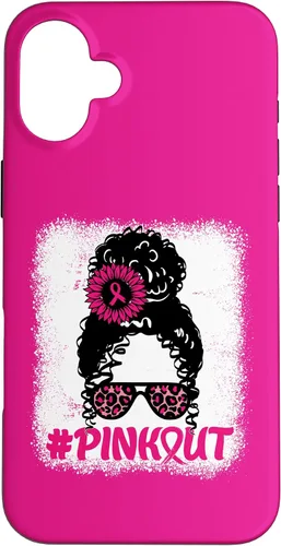 Vista 23 de iPhone 16 desordenado moño desgastado cinta rosa rosa hacia fuera caso cáncer de mama