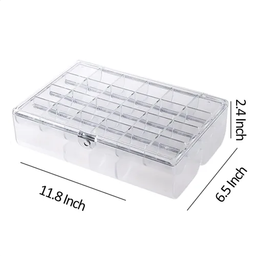 Vista 2 de Lejesth Caja organizadora de joyas de acrílico transparente con 2 cajones y 30 rejillas, pequeña caja de joyería a prueba de polvo para mujeres