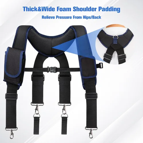 Vista 4 de Tool Belt Suspenders for Men, Adjustable Tool Belt with Magnetic Wristband Multifunctional Pouch Pocket for Workers