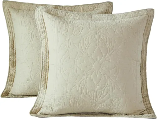 Vista 35 de WINLIFE Funda de almohada acolchada 100% algodón con estampado floral tamaño estándar (azul bebé)