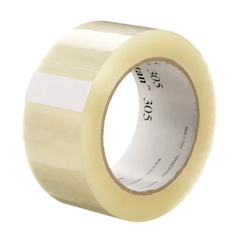Vista 3 de 3M Cinta de sellado de cajas de tartán 305, transparente, ligera, duradera, 1.88 in x 109.36 yardas (1.890 in x 328.1 ft), 36 rollos por caja