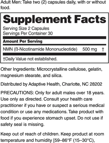 Vista 7 de Nugenix NMN Supplement 500mg, NAD Supplement, 60 Capsules