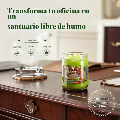 Vista 3 de Smoke Odor Exterminator - Vela en tarro de 13 oz, Hippie Love