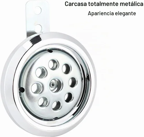 Vista 6 de Acouto Bocina Universal para Motocicleta 105dB 12V 85mm de Metal Cromado Plateado