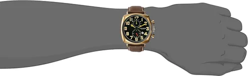 Vista 2 de Akribos XXIV AK786 - Reloj cronógrafo de cuarzo para hombre, 2 subesferas y ventana de fecha en correa de piel con costuras en contraste