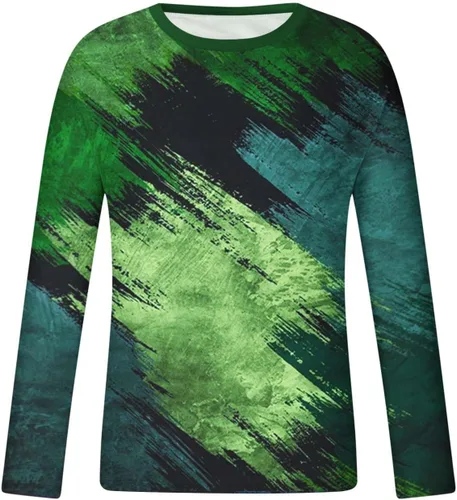 Vista 5 de Camisetas de Manga Larga teñido anudado Hombre Camisetas Deportivas informales Cuello Redondo y túnica vacaciones