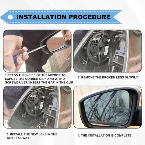 Vista 4 de [Usado] Espejo retrovisor de cristal para ventana de conductor, compatible con Volkswagen VW Passat Jetta Beetle 2011-2018, espejo lateral