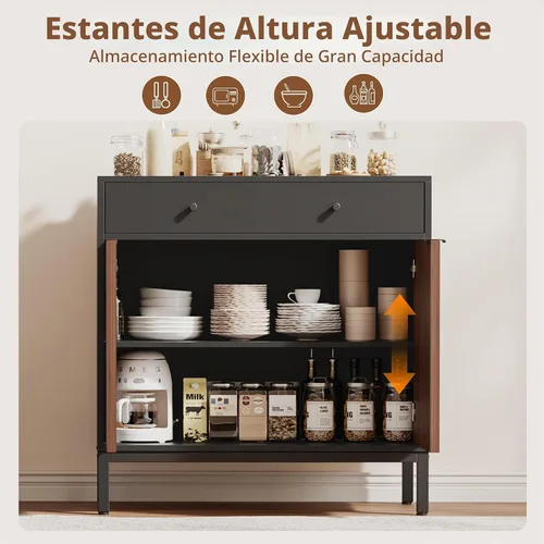 Vista 7 de [Usado] Mericonia Aparador Buffet Gabinete Almacenamiento, Consola de madera moderna acanalada Credenza