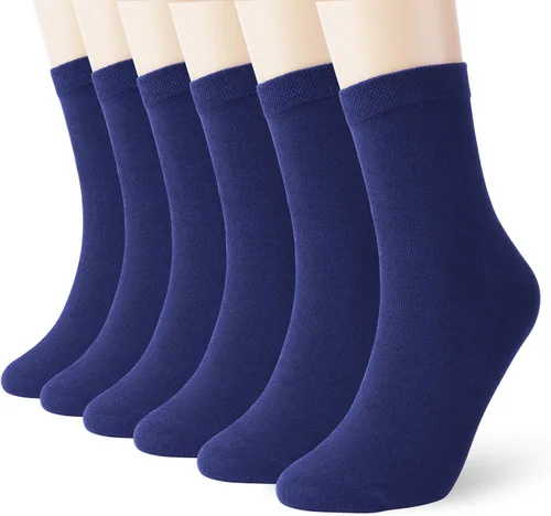 Vista 9 de K-LORRA Calcetines de algodón para mujer y hombre, paquete de 6 Negro