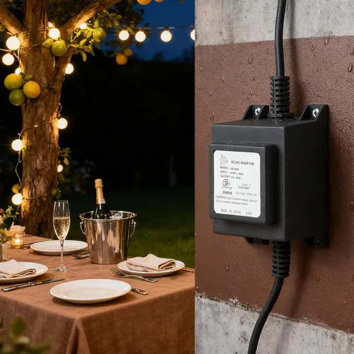 Vista 4 de onlyfire - Transformador de paisaje impermeable de 60 W, 110/120 V a CA 12 V/5 A