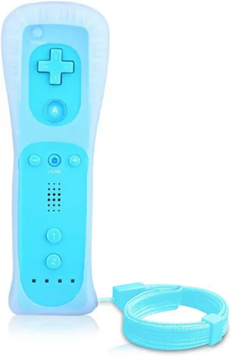 Vista 2 de Lyyes Wii Remote Controller with Nunchuck, Silicon Case and Strap for Wii U (Blue)