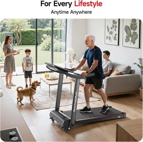 Vista 6 de RHYTHM FUN 8.0 MPH Treadmills for Home, Running Walking Pad Treadmill with Incline up to 8%, Foldable Treadmill with Handle Bar, Low Noise Walking