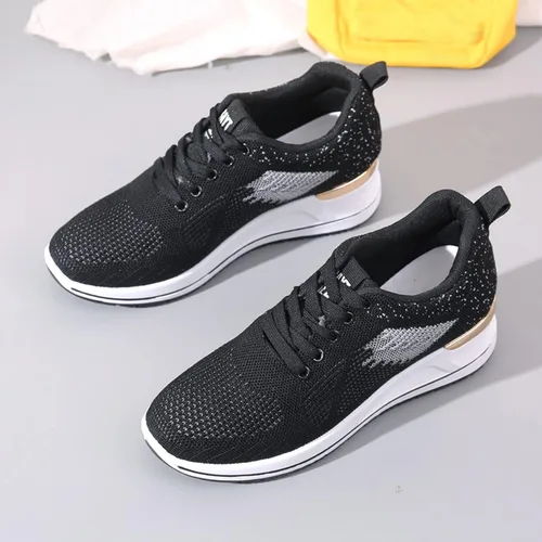 Vista 6 de MLAGJSS Zapatos de senderismo para mujer, zapatos de cuña para mujer, zapatos de lentejuelas para mujer, zapatos deportivos de moda para niñas