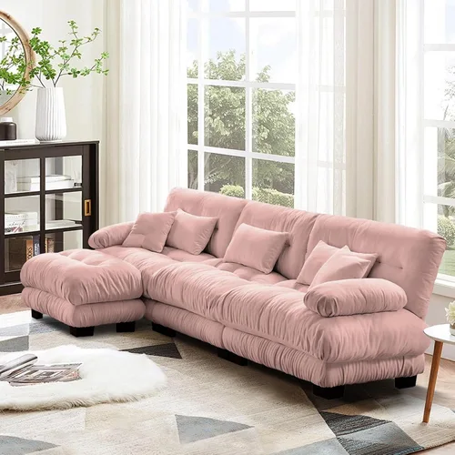 Vista 75 de Sofá Seccional Modular Extragrande de 93.7 pulgadas, Sofá de Dos Plazas Cloud Couch con Almohadas y Cojín Extra Grueso para Sala de Estar, Cine