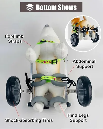 Vista 4 de Lightweight Dog Wheelchair for Back Legs - Adjustable Aluminum Mobility Aid for Small/Medium Dogs, Perfect for Disabled Pets - Size L, Easy Walking