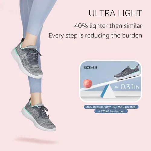 Vista 3 de STQ - Zapatos de caminar para mujer, con cordones, tenis ligeros