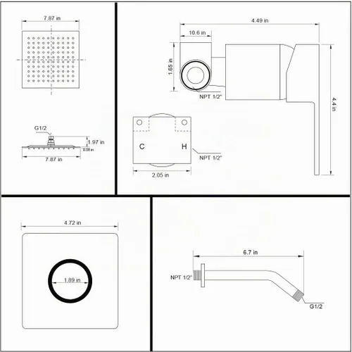 Vista 7 de Juego de llave de regadera dorada cepillada, sistema de regadera de lluvia para baño con cabezal de regadera de lluvia de acero inoxidable, kit