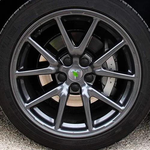 Vista 3 de Adhesivos con emblema T para llanta de rueda de tapa central, 5 piezas, compatibles con el modelo S X 3 Plata