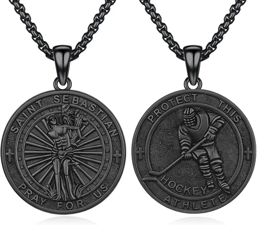 Vista 152 de 925 Sterling Silver Patron Saint Amulet Necklace for Men Women plateado