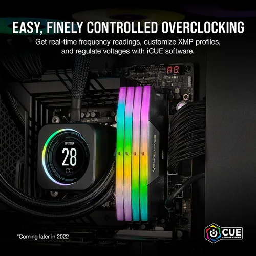 Vista 5 de CORSAIR Vengeance RGB DDR5 RAM 64 GB (2 x 32 GB) 6000 MHz CL30 Intel XMP iCUE Memoria de computadora compatible - Negro (CMH64GX5M2B6000C30)