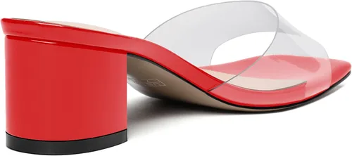 Vista 5 de WAYDERNS Sandalias de tacón grueso transparentes con punta cuadrada para mujer de 2 pulgadas, Transparente