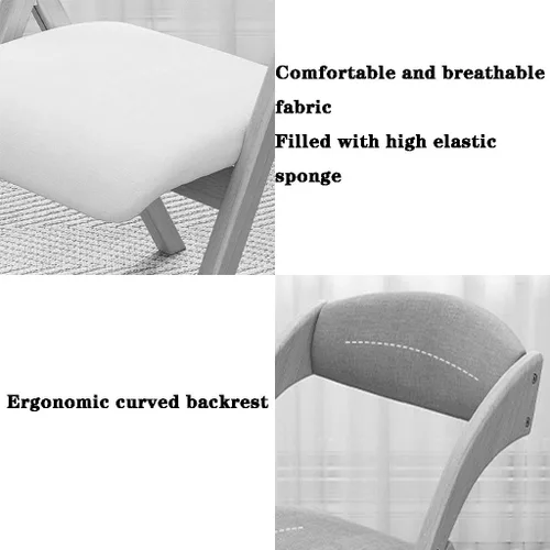 Vista 5 de Sillas plegables con asientos acolchados, silla de comedor cómoda para el hogar, silla de aprendizaje con respaldo cómodo individual en el balcón