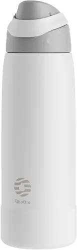 Vista 18 de FJbottle Botella de agua aislada de acero inoxidable, 24 onzas, sin popote, botella de agua deportiva a prueba de fugas con asa ajustable para Azul