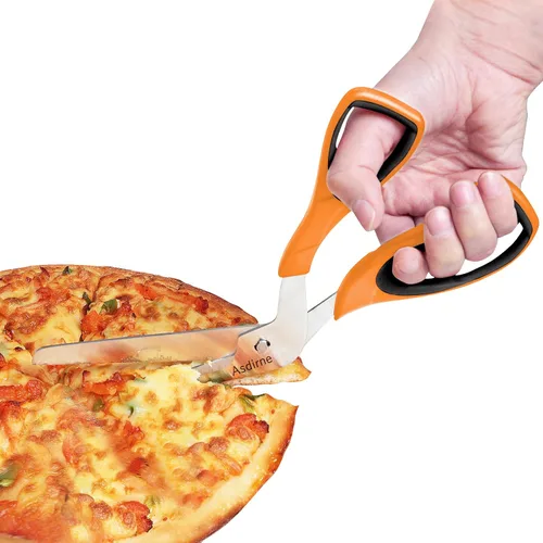 Vista 2 de Asdirne Tijeras para pizza, cortador de pizza con hoja afilada de acero inoxidable de grado alimenticio y mango suave, tijeras de cocina