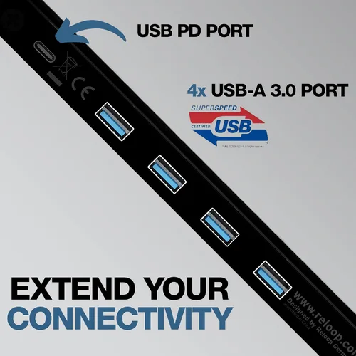 Vista 4 de Reloop Soporte avanzado para portátil con USB-C PD Hub (AMS, negro (AMS-STAND-HUB)