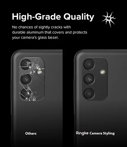 Vista 4 de Ringke Estilo de cámara compatible con Samsung Galaxy A13 5G protector de lente de cámara, marco de aluminio resistente adhesivo - negro