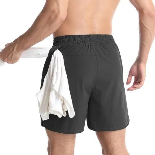 Vista 6 de Suwangi Pantalones cortos deportivos para hombre, de secado rápido, pantalones cortos de entrenamiento para hombre, ligeros, deportivos