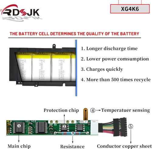 Vista 4 de XG4K6 01RR3 F8CPG 5XJ6R Batería para portátil Dell XPS 17 9700 9710 9720 9730 Precision 5750 5760 5770 XPS 17-9700-D1741S 17-9700-D1761S Serie TS