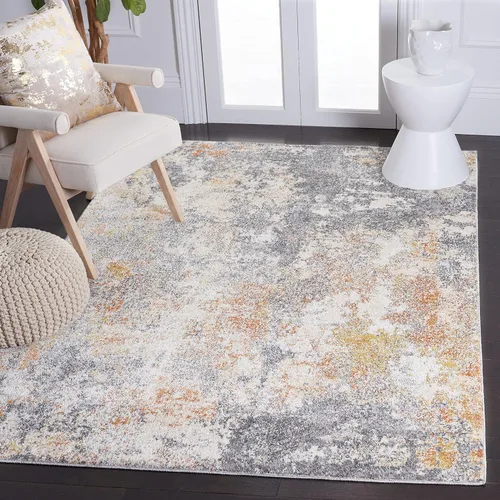 Vista 10 de SAFAVIEH Aston Collection - Alfombra decorativa, 2 x 5 pies, gris claro y gris, diseño abstracto moderno, no desprende pelusa y de fácil cuidado