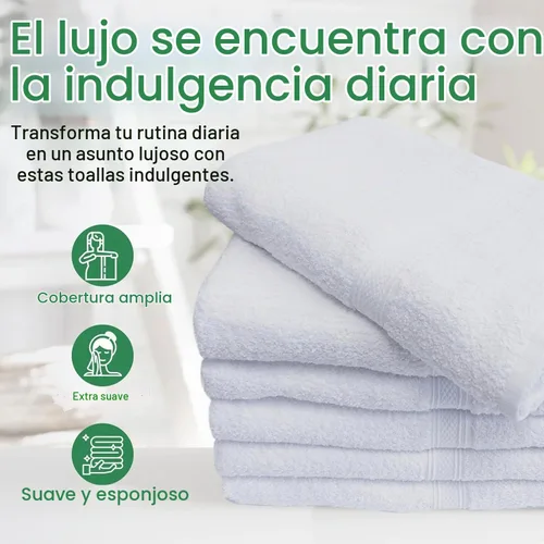 Vista 4 de Towels N More Paquete de 12 toallas de mano de 15 x 25 pulgadas, bucles de algodón hilado en anillo de 100% algodón, altamente absorbentes