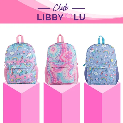 Vista 8 de CLUB LIBBY LU Mochila para niñas, 16 pulgadas, Multi, Tinte anudado pastel