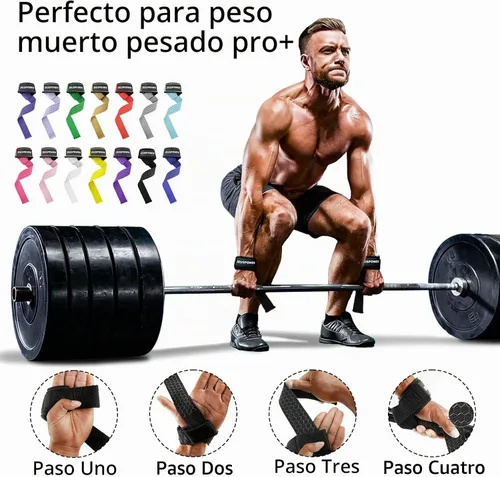 Vista 4 de Lifting Straps Wrist Straps for Weightlifting Gym Straps Weight Lifting Deadlift Workout Women Men Dumbbell Straps for Hand RDL Strap Exercise