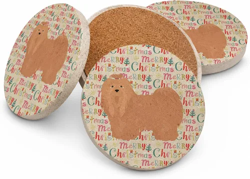 Vista 153 de Abyssinian Sand Terrier Merry Christmas - Posavasos grandes de piedra arenisca (4 unidades)