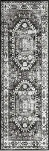 Vista 7 de FairOnly Alfombra bohemia lavable de 2 x 6 pies, estilo vintage, envejecida, tribal, antideslizante, no desprende pelusa, suave, plegable, alfombra