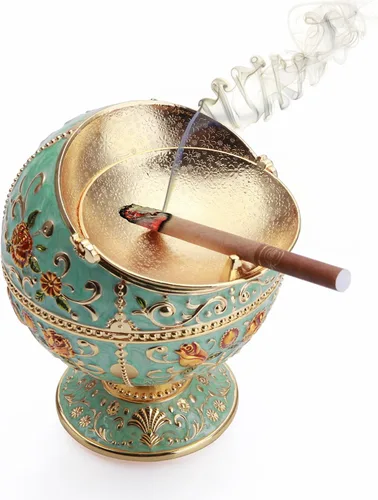 Vista 4 de K Cool - bola cenicero para cigarrillos, aleación, con tapa con patrón de texto grabado a mano, regalo para hombres y mujeres