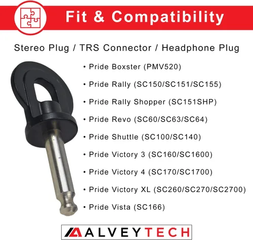 Vista 2 de AlveyTech Llave (estilo de enchufe estéreo) con cabezal circular plano para scooter Pride Revo (SC60), llave de repuesto para scooters de movilidad