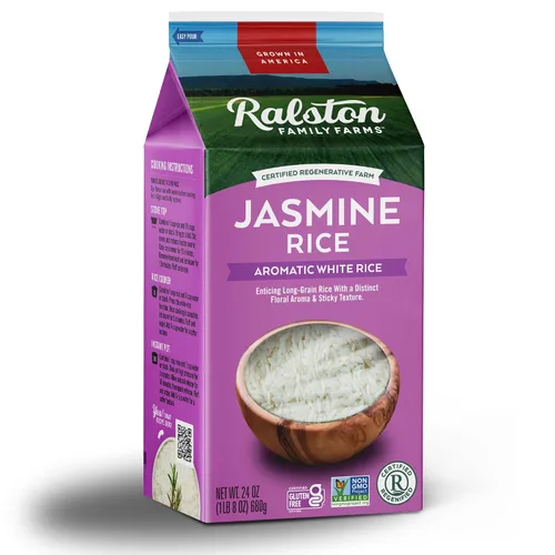 Vista 3 de Ralston Family Farms Arroz blanco jazmín, caja de 24 onzas: paquete de 6, cultivado en Estados Unidos, sin OMG, naturalmente libre de gluten